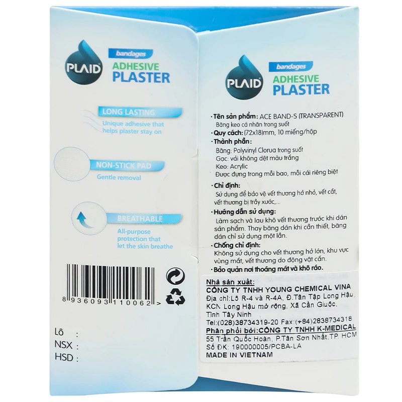 Băng cá nhân trong suốt Plaid Ace Band-S (1.8 x 7.2cm) hộp 100 miếng - 11